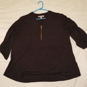Black half zip blouse